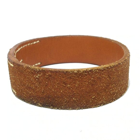 Auth HERMES Pool Tour Brown Leather Square E Bangle - Picture 2 of 5